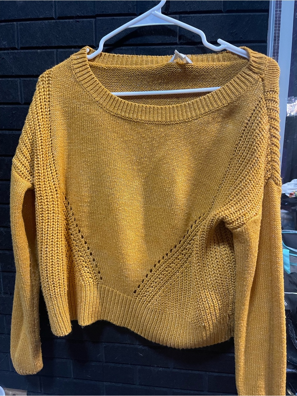 Aeropostale Mustard Yellow Crewneck Knit Sweater